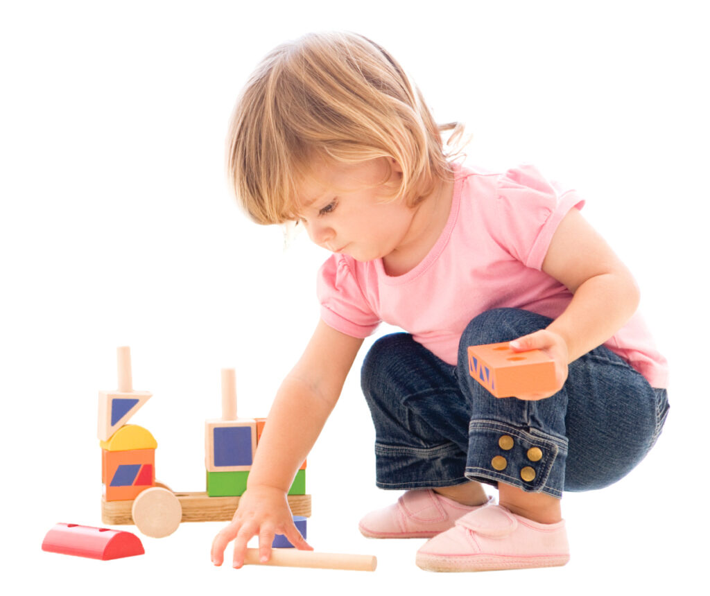 Kid playing with blocks