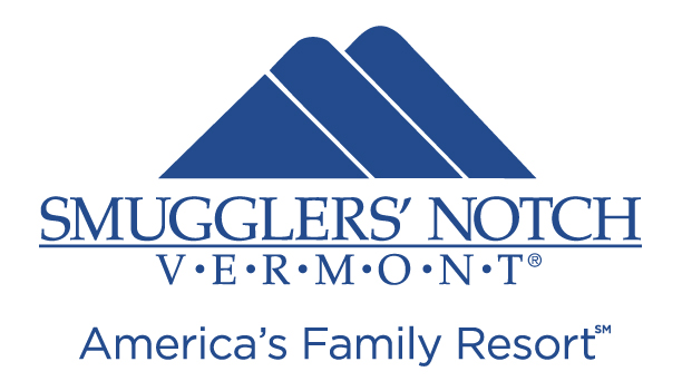 Smugglers Notch Vermont, America's Family Resort. Logo depicts blue mountain range.