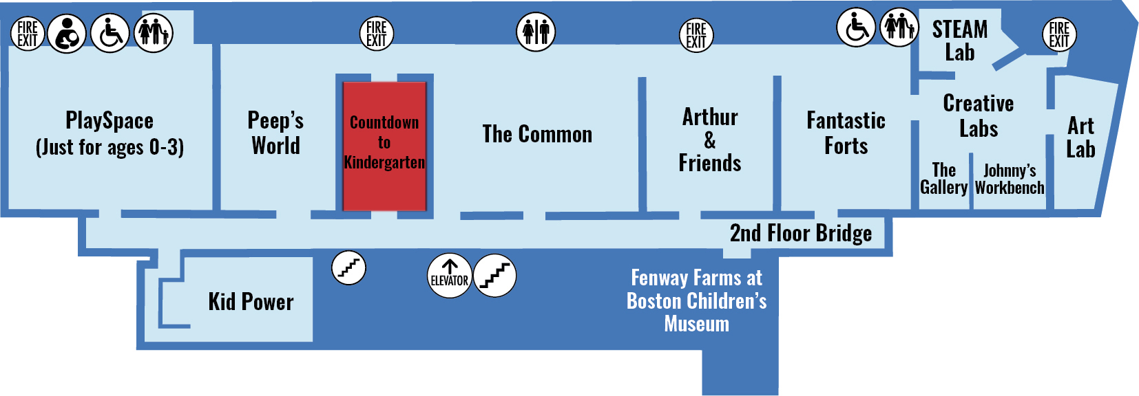 2nd floor map showing that Countdown to Kindergarten is closed